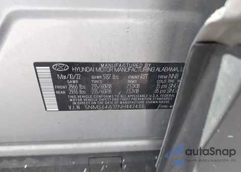 2022 Hyundai Santa Fe Xrt from USA, damaged, VIN 5NMS64AJ7NH442433